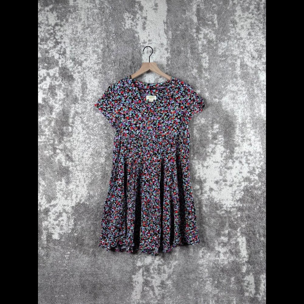 Maeve Dress XS Womens Multicolor Gauze Confetti Floral A Line Short Sleeve